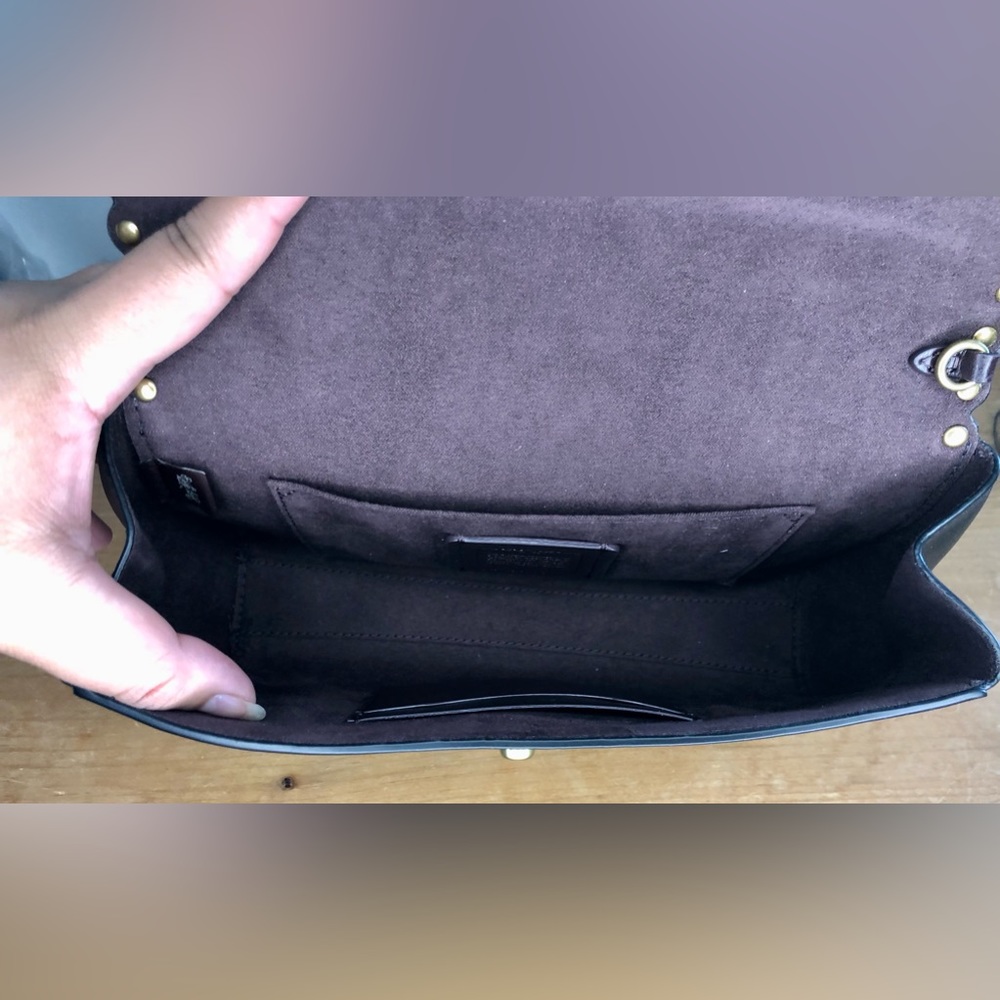 Coach Small Alexa Turnlock Clutch Scallop Rivets Black - Picture 6 of 9